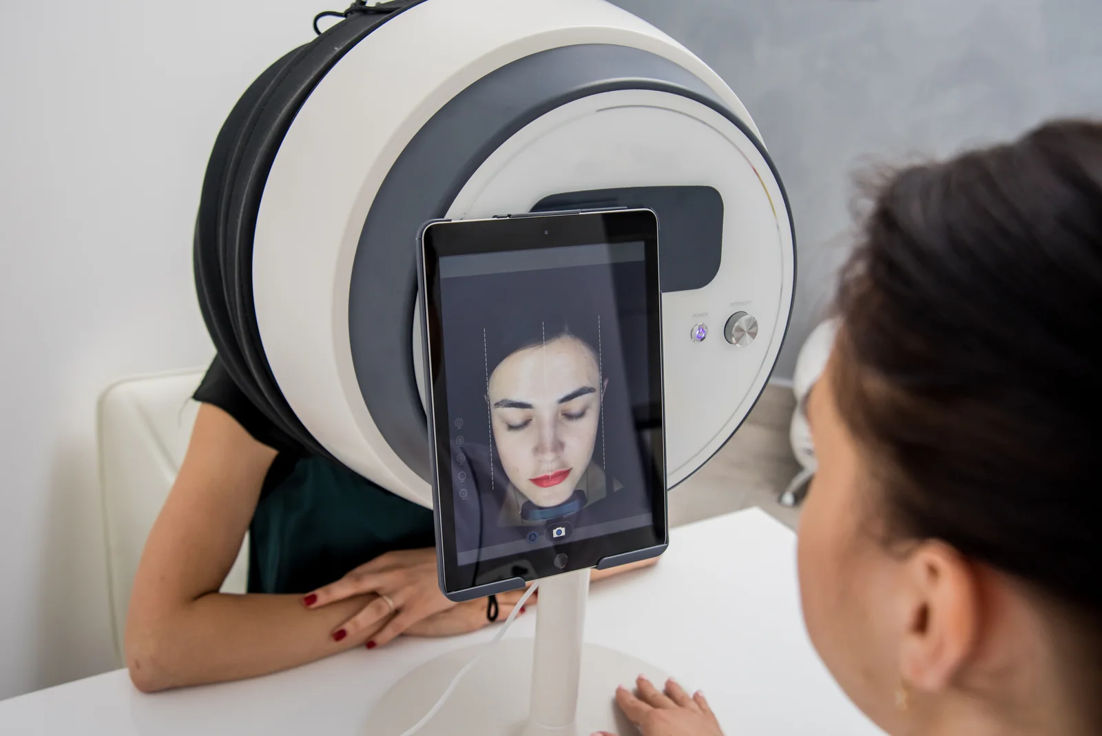 A patient meeting a laser specialist for a BroadBand Light BBL consultation and skin check at SpaRx Medical Aesthetics in Thonotosassa, FL