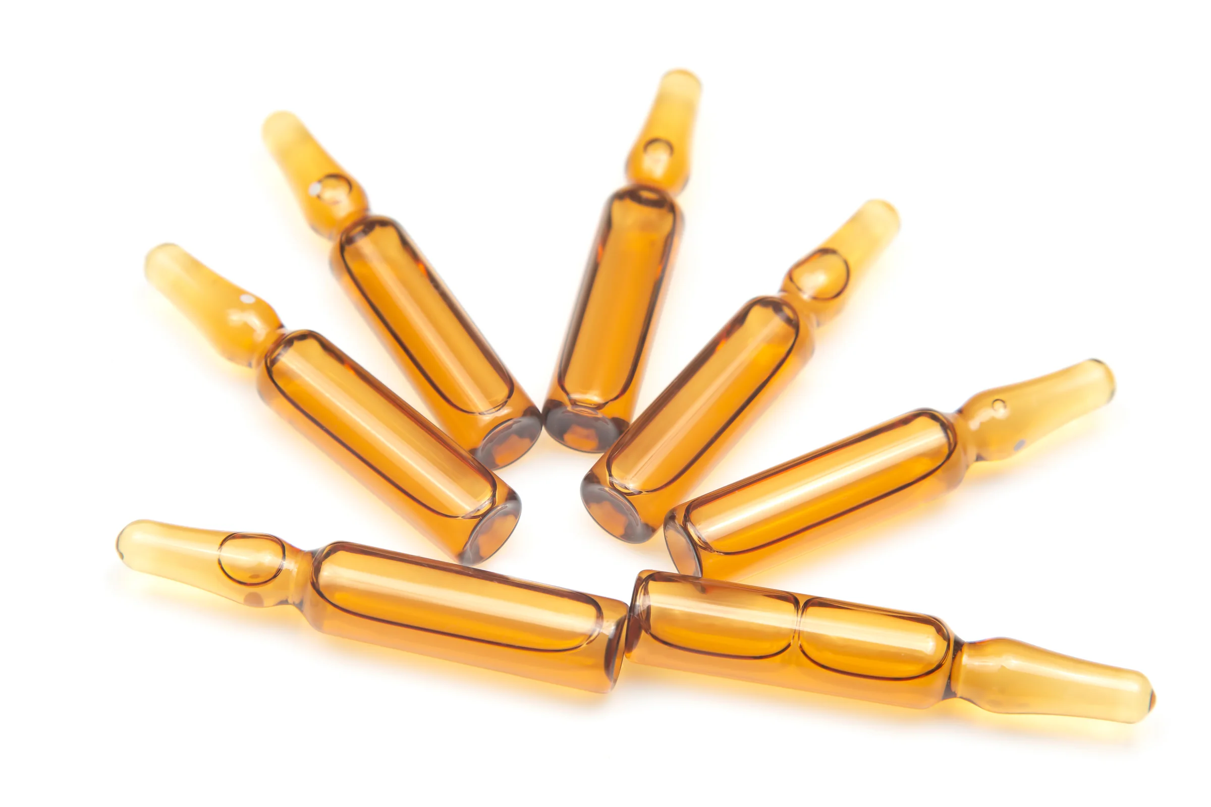 Glass ampoules prepared for a physician-supervised glutathione injection at SpaRx Medical Aesthetics in Thonotosassa, FL.