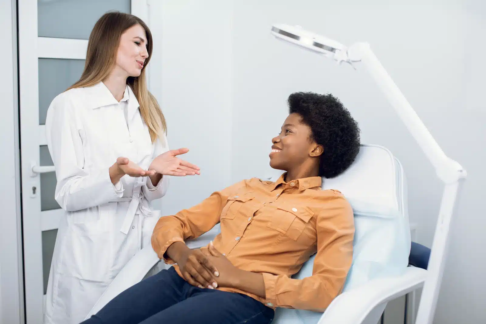 A patient meeting a certified injector to assess filler before a hyaluronidase treatment at SpaRx Medical Aesthetics in Thonotosassa, FL