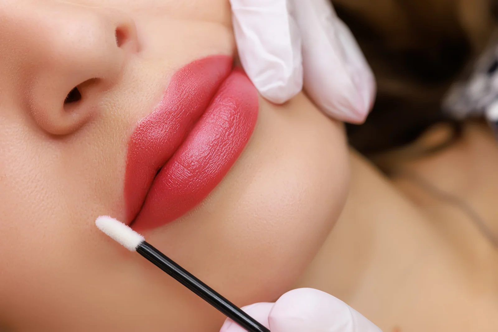 Softly healed, natural lip color after lip blush at a Thonotosassa, FL medical spa.