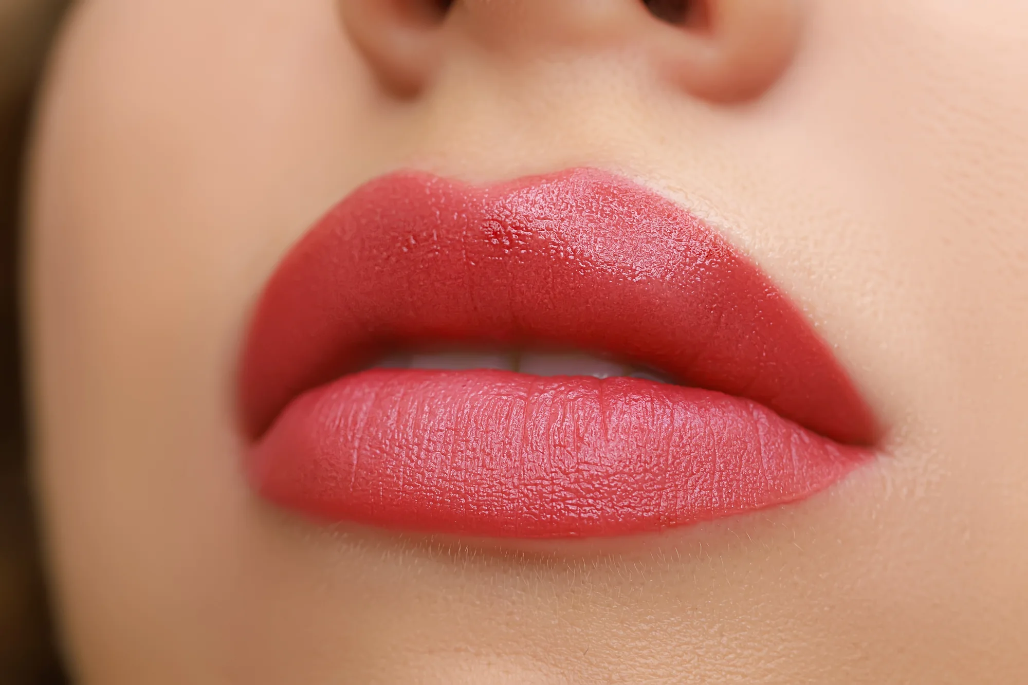 Soft, natural lip color after a lip blush treatment at SpaRx Medical Aesthetics in Thonotosassa, FL.