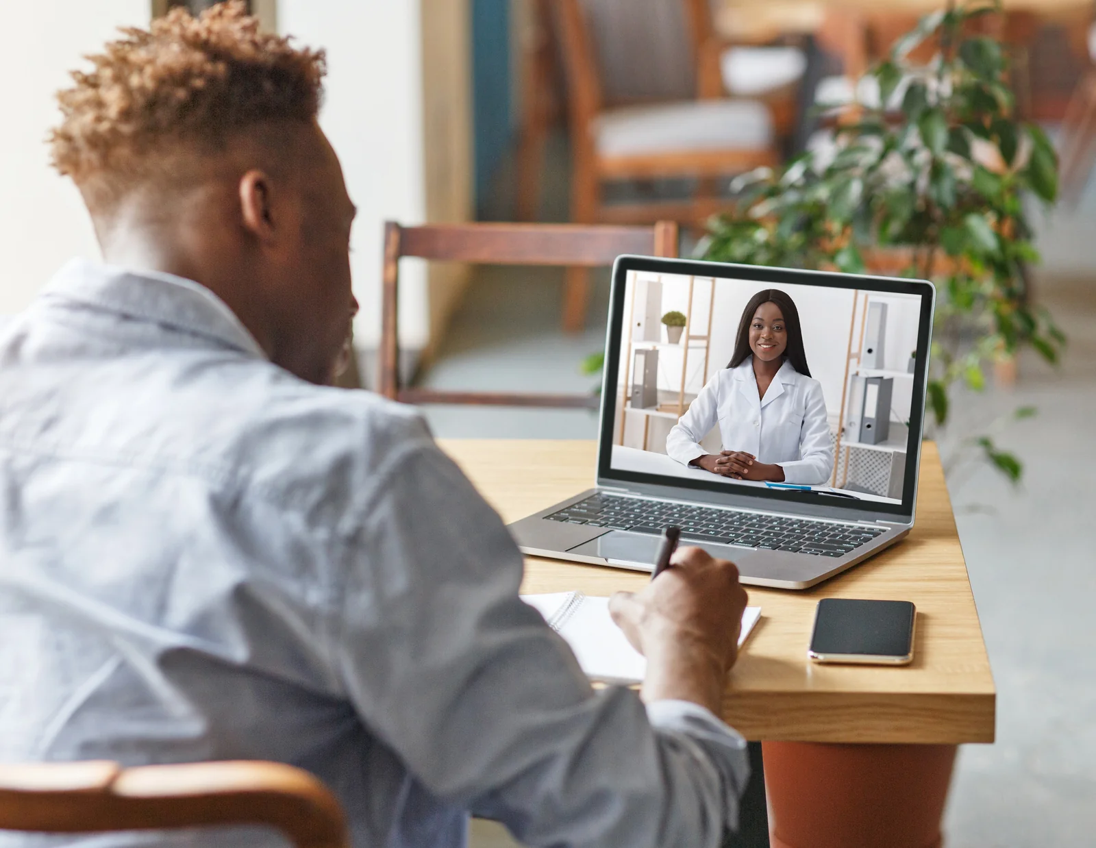 A patient starting a telehealth sermorelin visit by secure video with a SpaRx Medical Aesthetics provider.