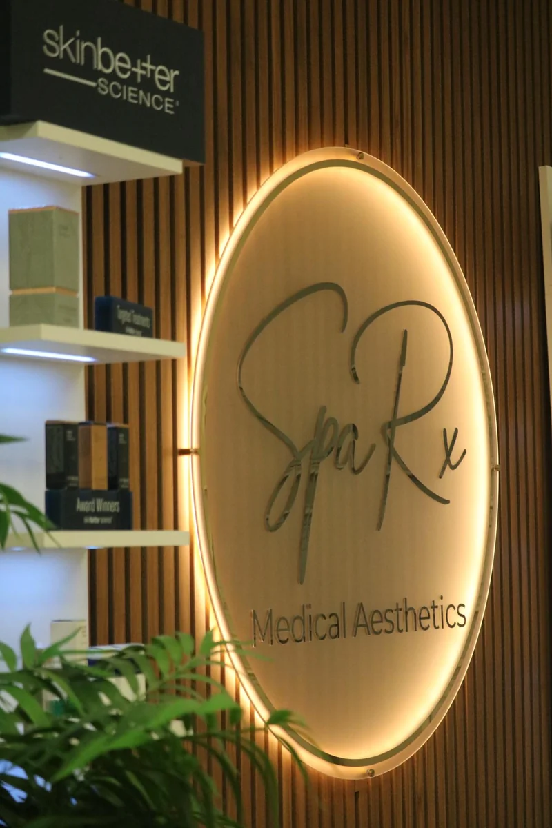 SpaRx Medical Aesthetics illuminated sign in the Thonotosassa office
